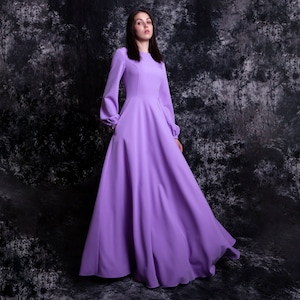 Light Purple Long Sleeve Dress Etsy