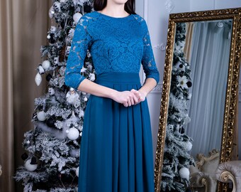 teal evening gowns