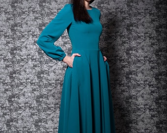 Vestido turquesa de dama de honor con Vestido de novia