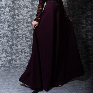 Elegant burgundy skirt long. Floor length bridesmaid skirt. Formal maxi skirt women