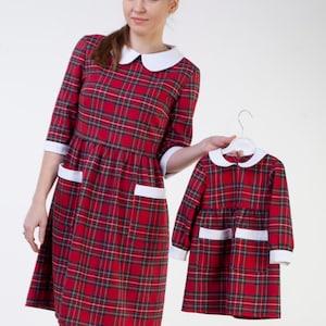 Mother daughter red plaid dress Mother daughter matching dress Mommy and me party outfit Mommy and me matching christmas dresses image 1