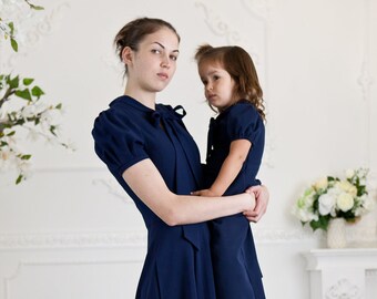 navy blue dress for family pictures JJ Navy Family Collection Matching Outfits, Girls Dress 2T