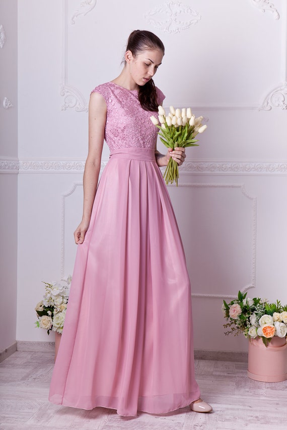 Dusty rose bridesmaid dresses shop long sleeve