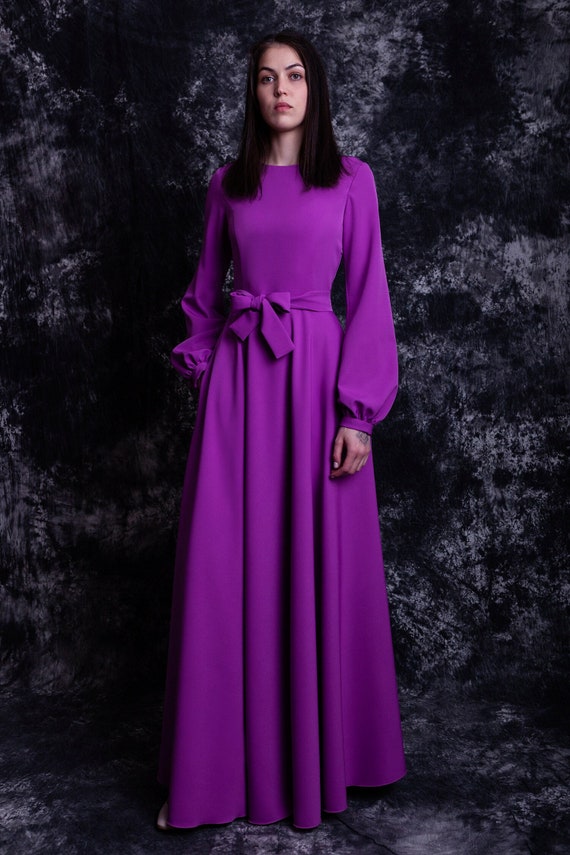 Gala Outfit Ideas Female Chic Violet Special Occasion Maxi Gala Dinner Dress  With Pockets 35+ Colors Ireland