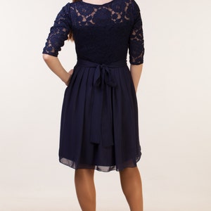 NEW LACE 2 PHOTO Short Navy Blue Dress With Sleeves. Navy Bridesmaid ...