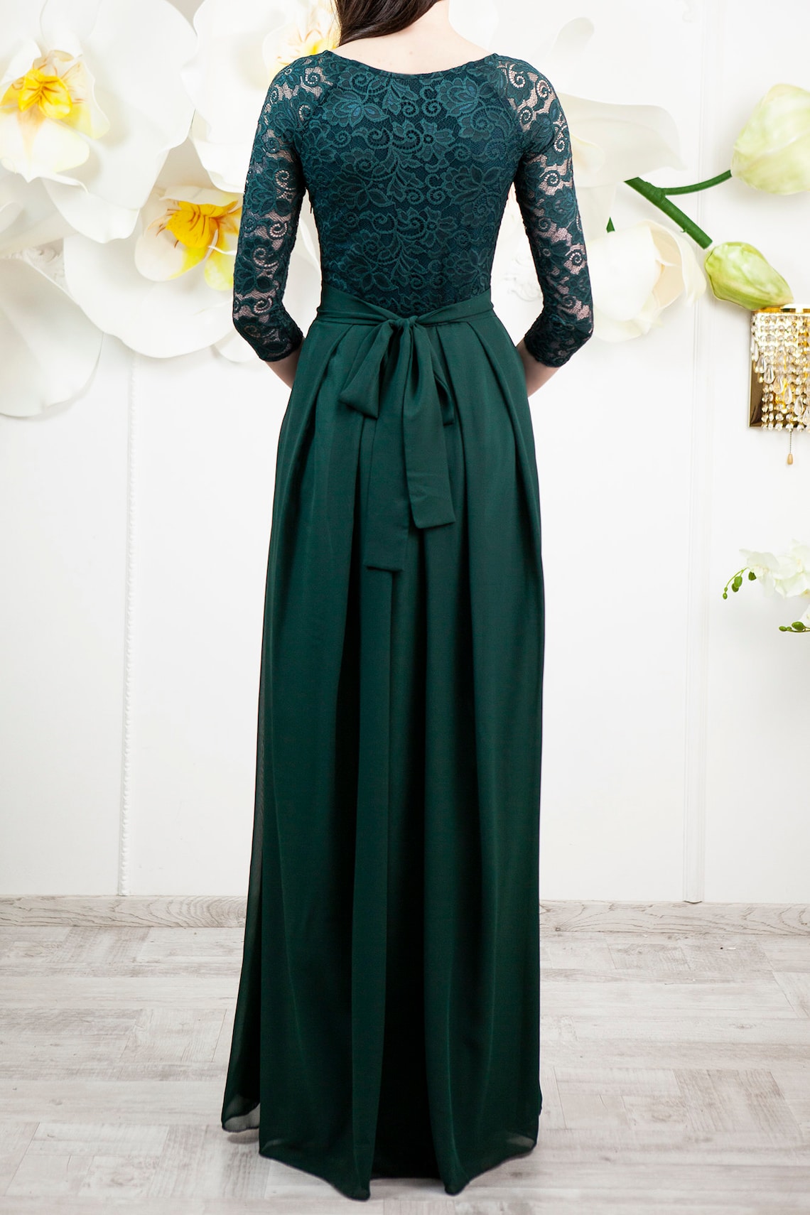 green bridesmaid gown