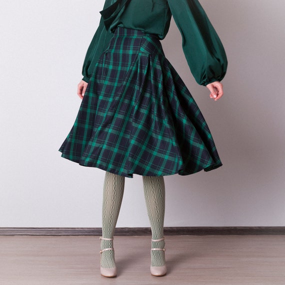 Wool Midi Skirts ,plaid Skirt, Knee length skirt 1342 Wool Midi Skirts ,plaid Skirt, Knee length skirt 1342