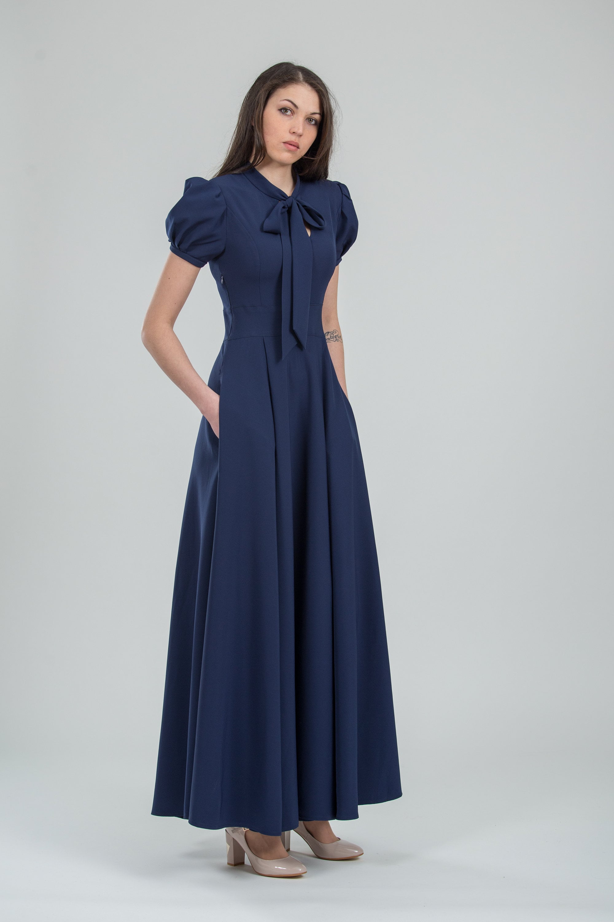 Elegante vestido formal azul Vestido largo dama Etsy España