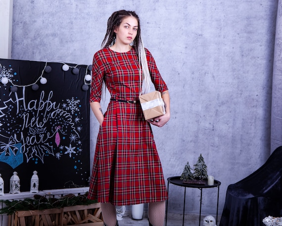 Plaid cheap evening dress