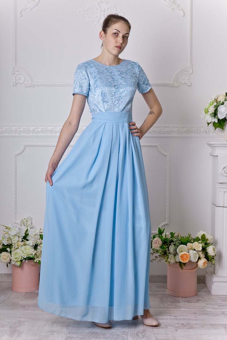 baby blue modest dress