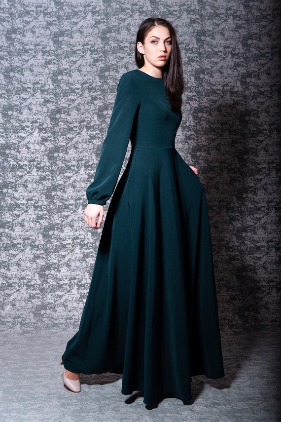 modest floor length bridesmaid dresses with sleeves