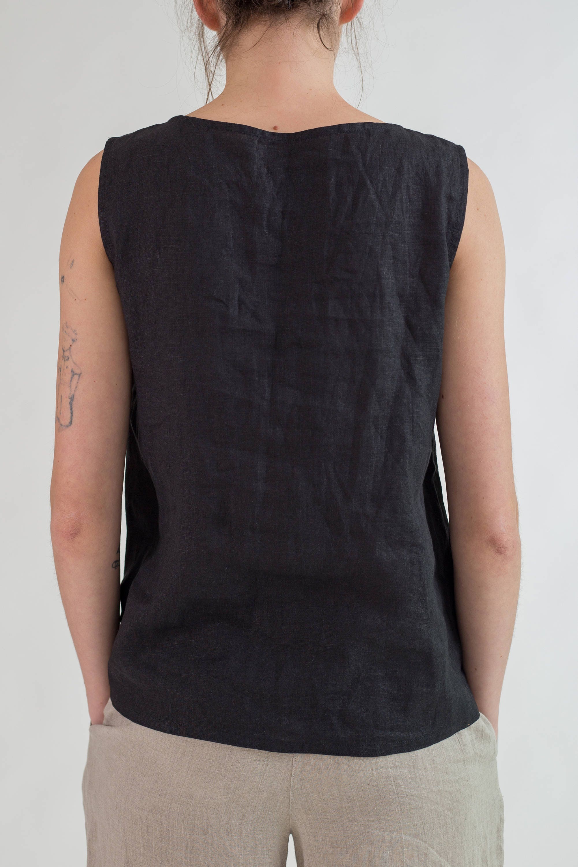 Black Basic Linen Top Women. Black Linen Tank Women. Sleeveless Linen — free download