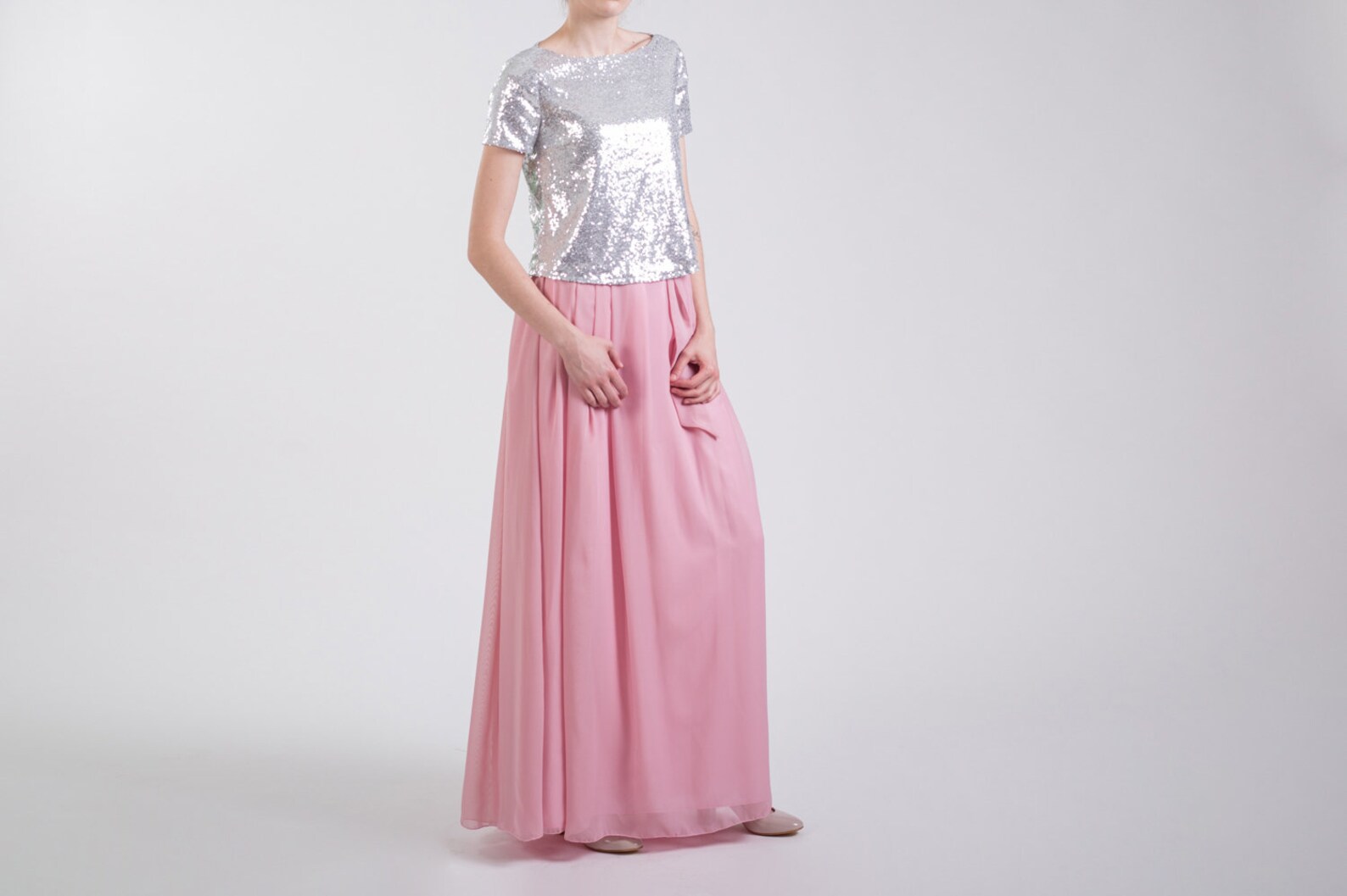 Pastel Rose Chiffon Skirt (2X)