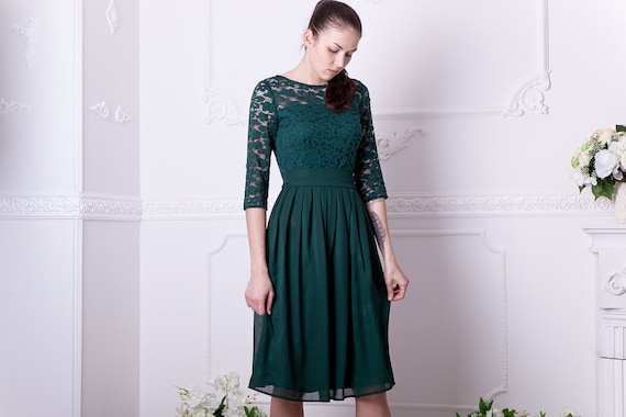 Dark Green Short Cocktail Dress