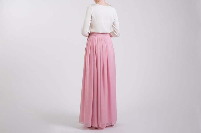 Dusty Rose Chiffon Skirt Long. Pink Skirt for Bridesmaids and - Etsy