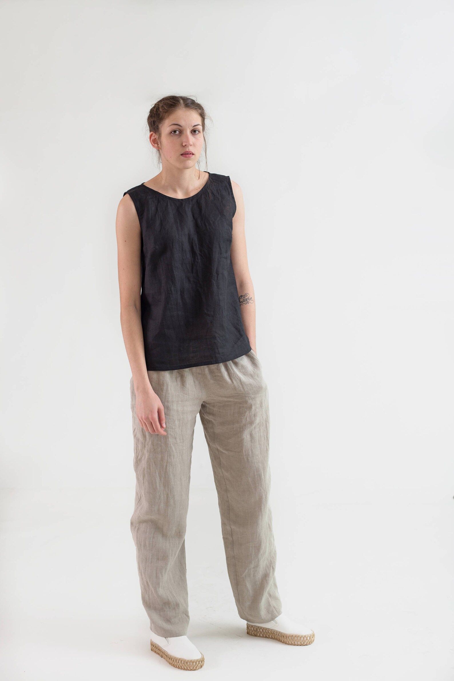 Black Basic Linen Top Women. Black Linen Tank Women. Sleeveless Linen — free download