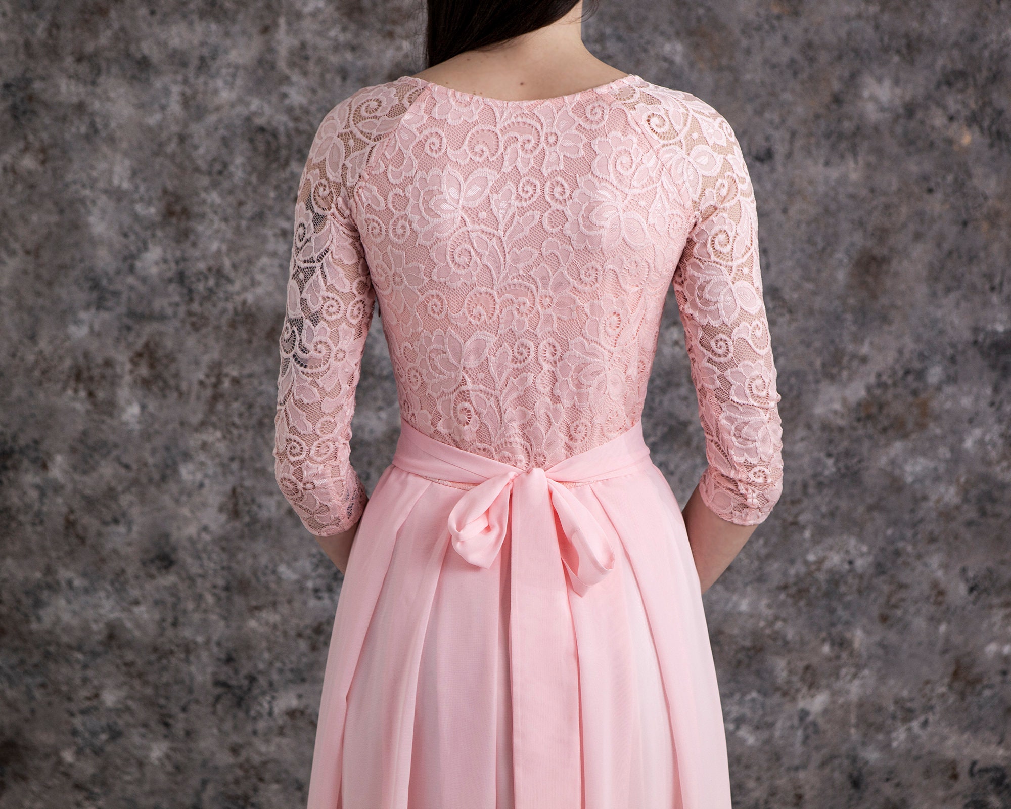 Blush Pink Bridesmaid Dress Long. Modest Wedding Dress With Etsy