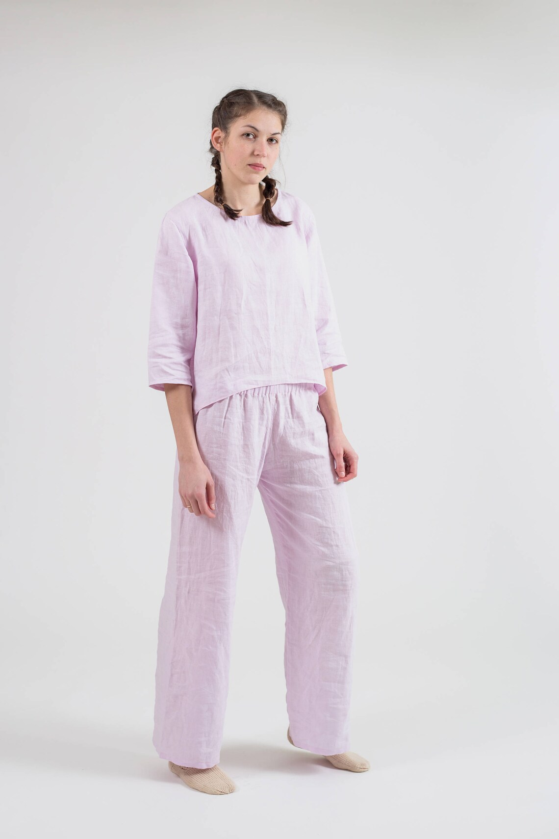 Pure Linen Pajamas Set for Women. Natural Linen Pants and Etsy