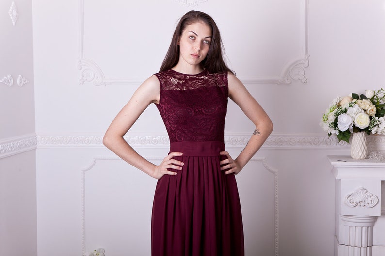 Burgundy Chiffon Dress