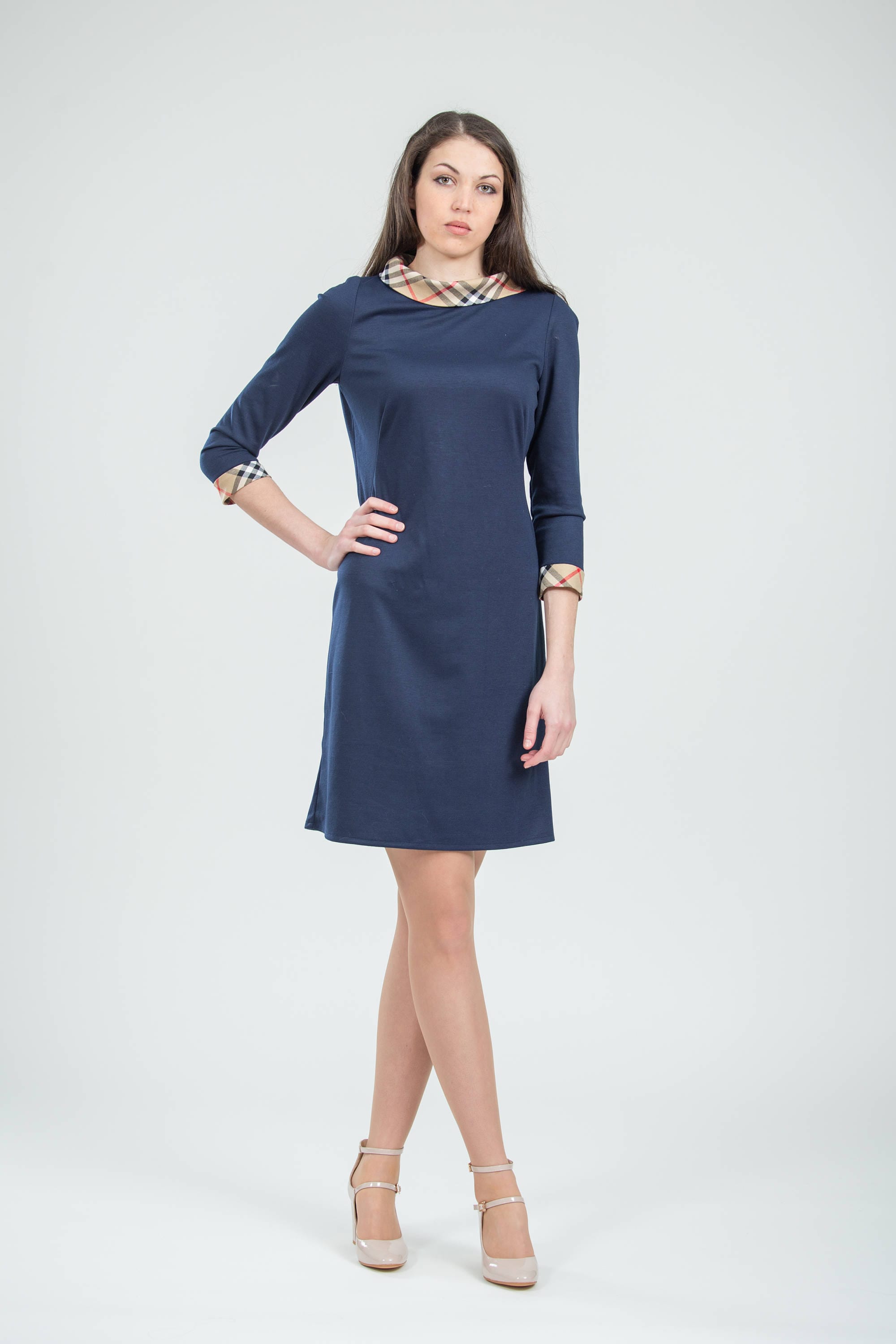 Navy pencil dress with sleeves online