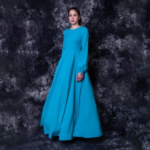 Elegant turquoise dress floor length. Chic maxi dress with pockets for special occasion - 35+ colors