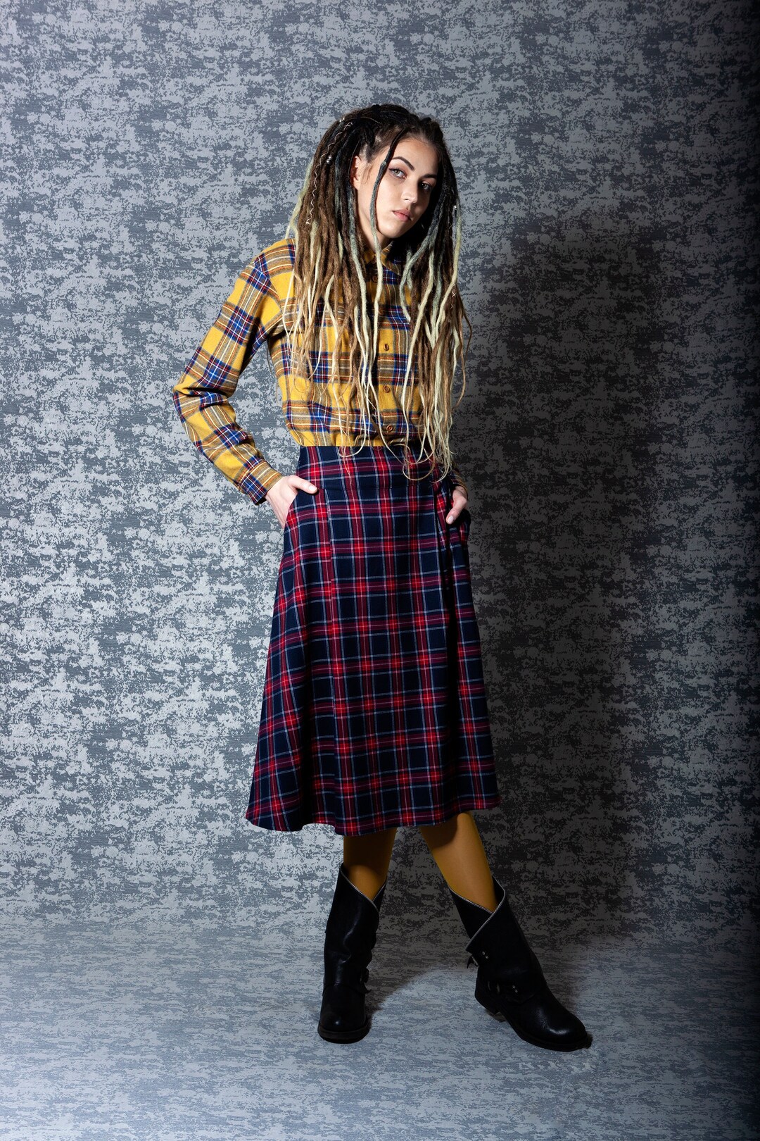 Plaid wool skirt 60 hotsell