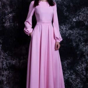 Floor length baby pink dress with pockets. Baby shower dress women - 35+ colors