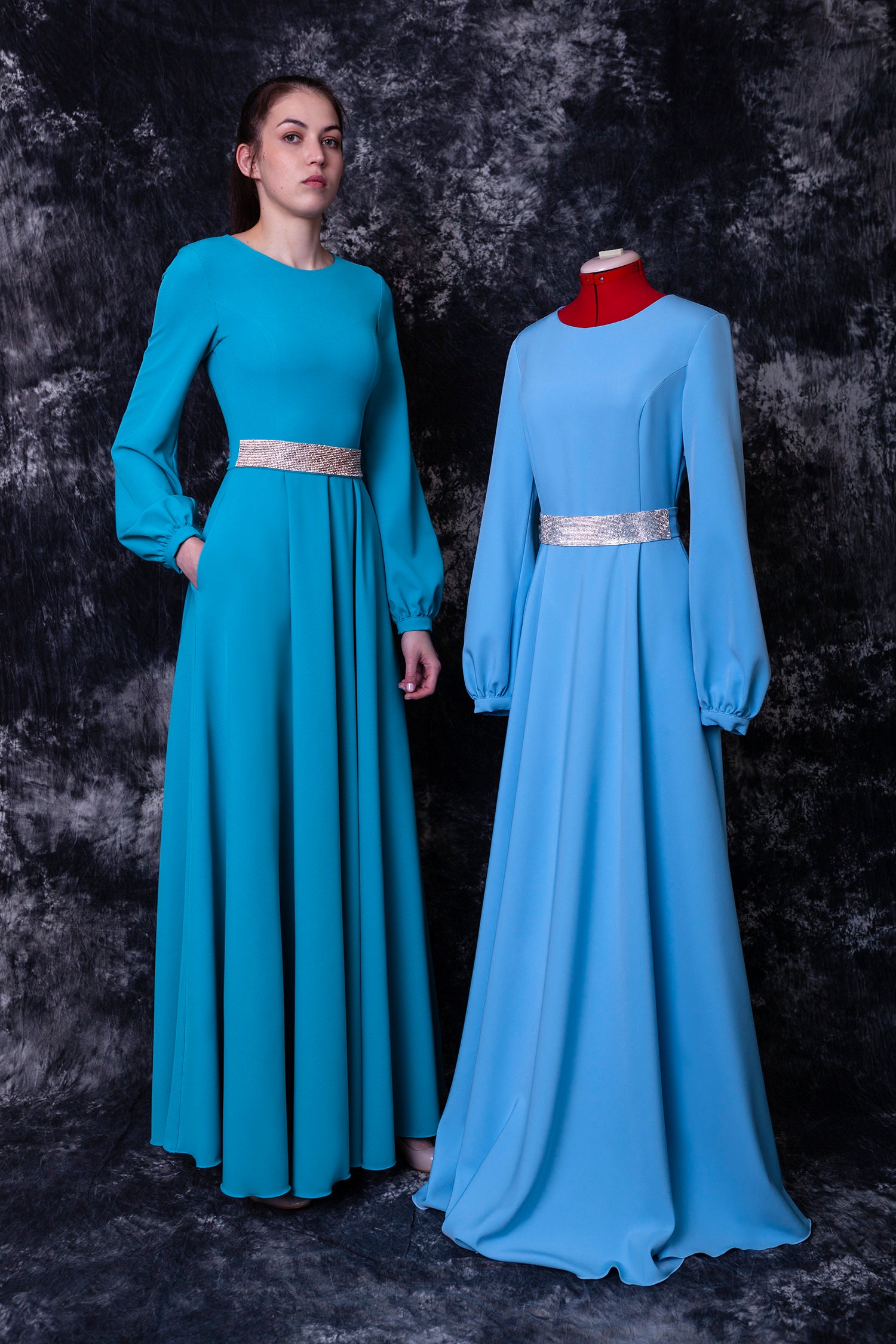 Long Lilac Bridesmaid Dress With Pockets. Modest Purple Dress Long Sleeve 35 Colors Etsy Canada
