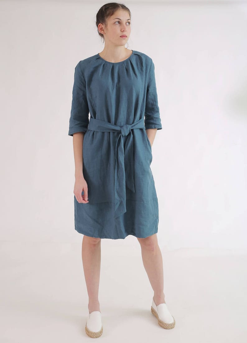 Elk Linen Light Dress - Deep Teal