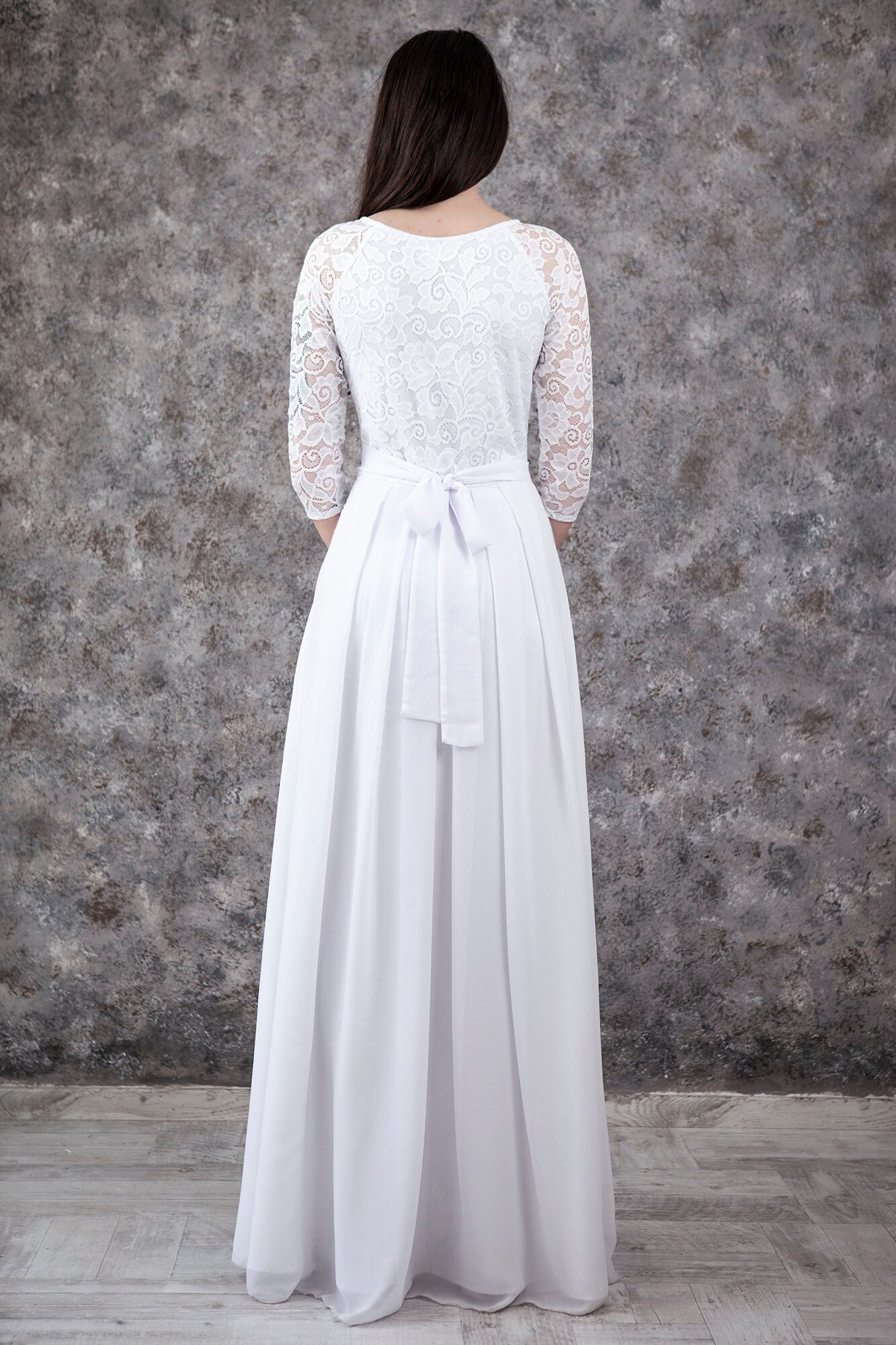 Inexpensive Wedding Dress. White Lace Wedding Dress Floor - Etsy