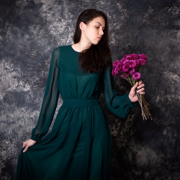 Chiffon with Appliqued Long Dresses Mint Green