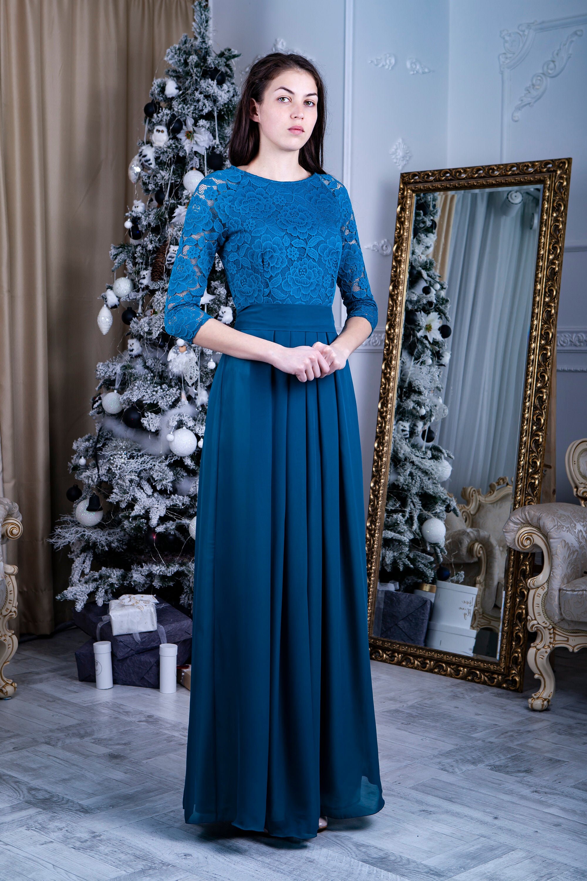 Teal Evening Gown - Etsy