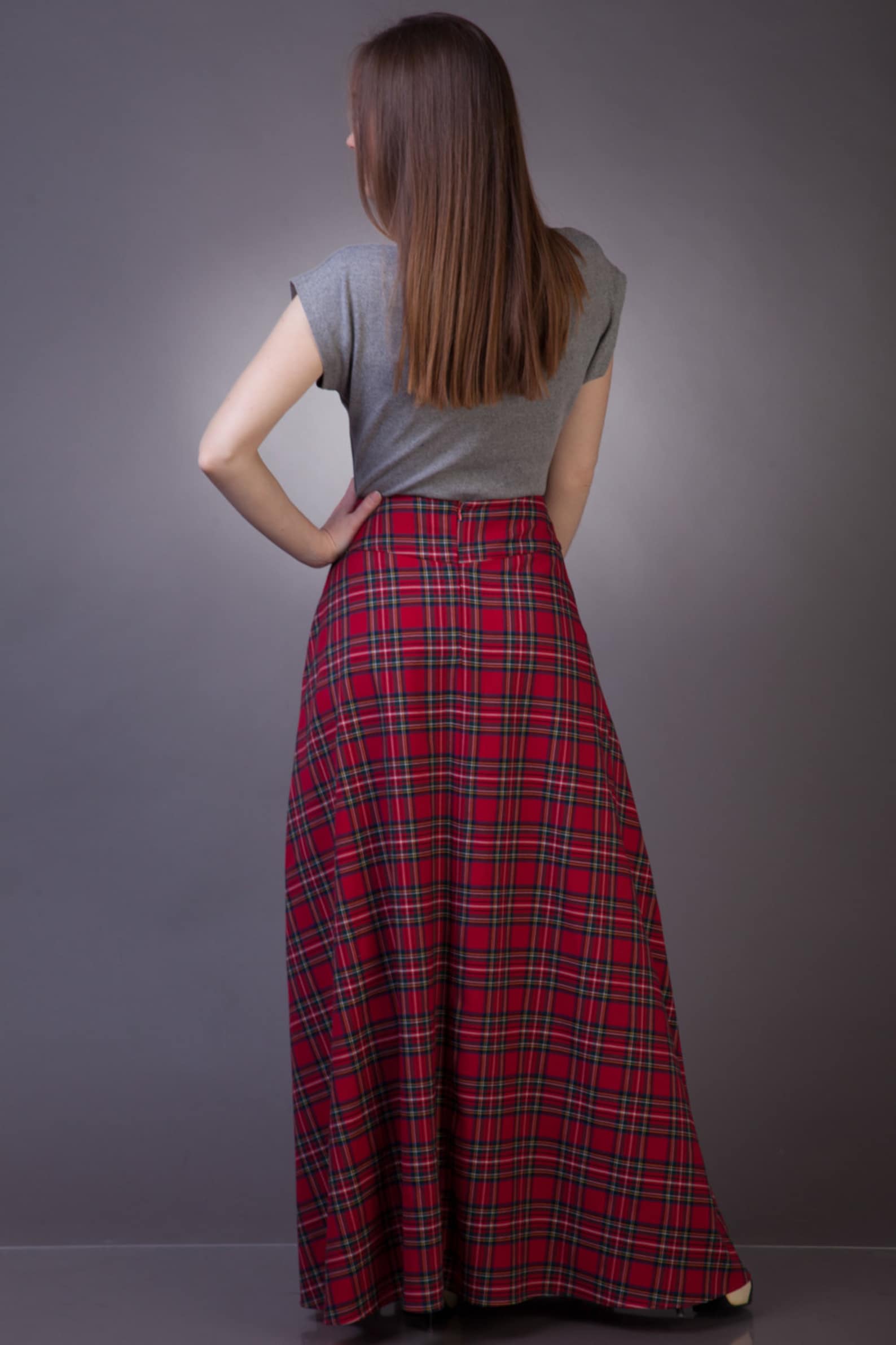Tartan long skirt with pockets Maxi tartan skirt Long plaid Etsy