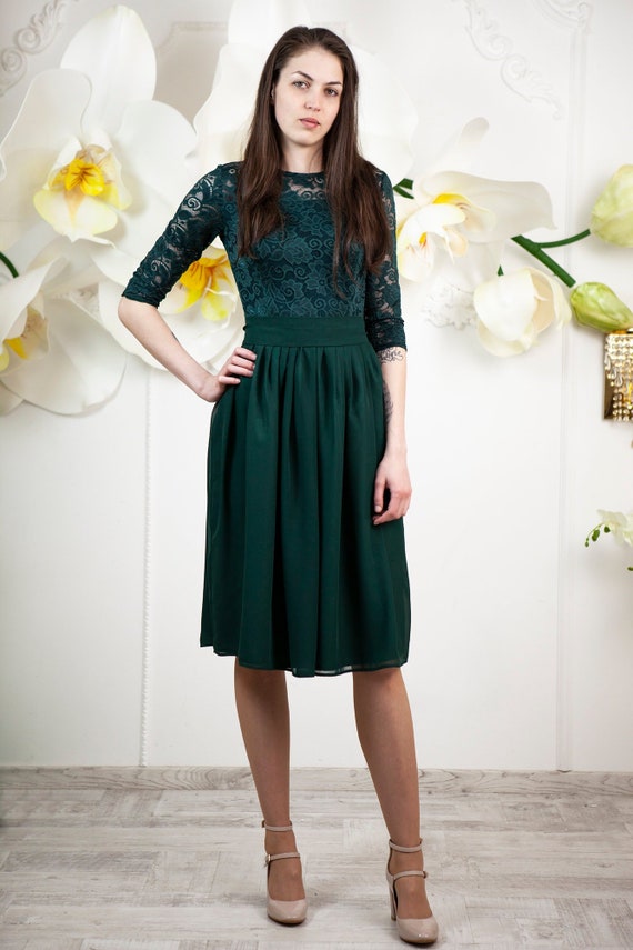 dark green cocktail dress