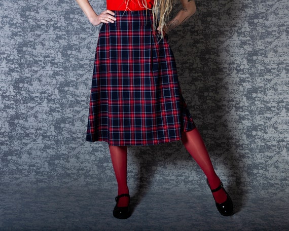 Midi Black Plaid Skirt With Pockets. Casual Skirt Knee Length. Black Tartan Skirt for Office Etsy Canada