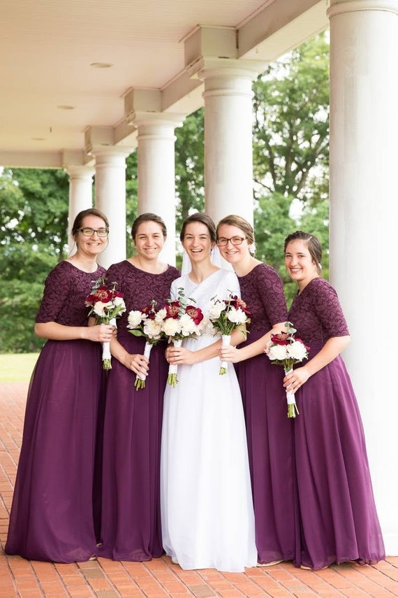 purple lace bridesmaid dress