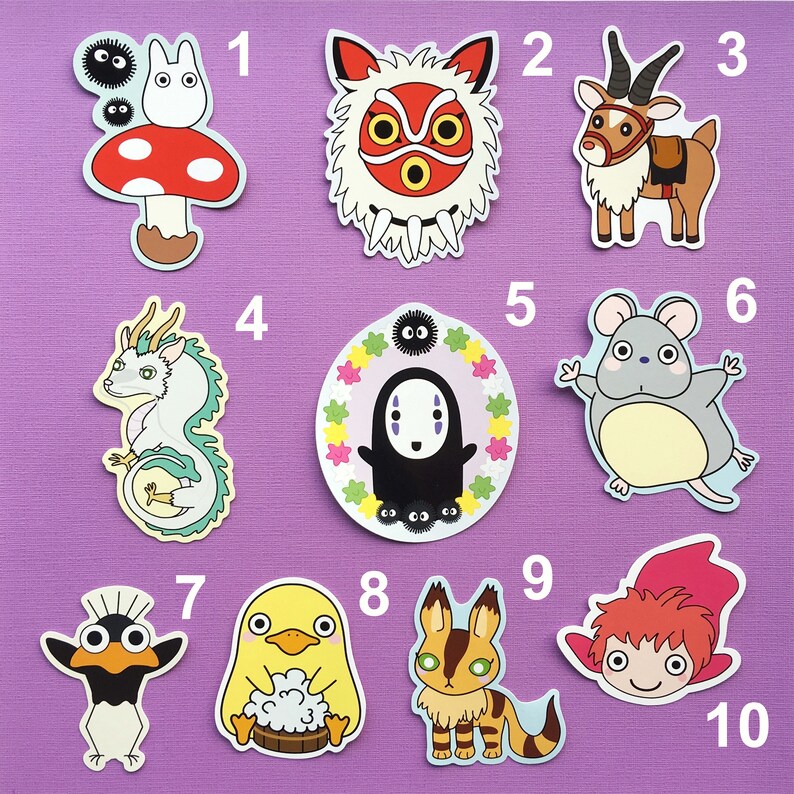Studio Ghibli laptop vinyl sticker set of 10 or single Etsy