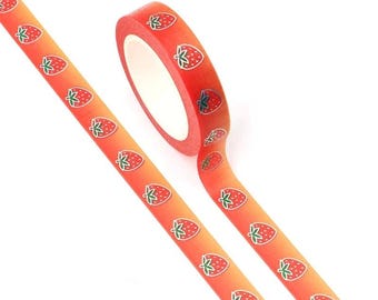Red Strawberry with Rose Gold Foil Decorative Washi Tape