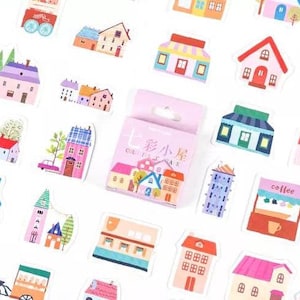 Naklejki Cute House Flakes, jasnoróżowe naklejki dekoracyjne House