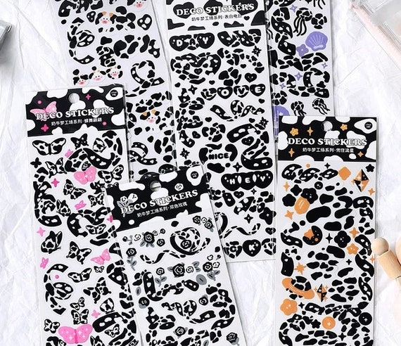 Kawaii Cow Print PET Decorative Sticker Flakes 