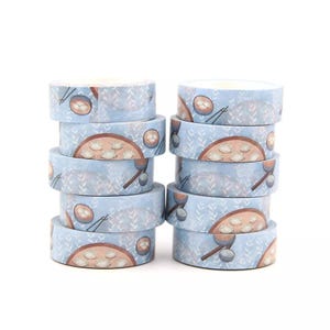 Ruban adhésif bleu pâle en forme de boulette : décoration alimentaire minimale (15 mm x 10 m)