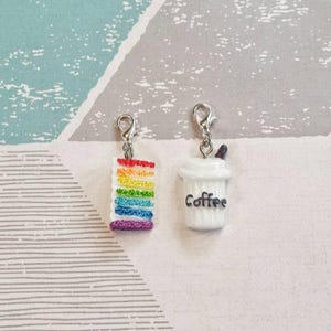 Coffee and Cake Stitch Markers, Cake Progress Keepers, Coffee Knitting Markers