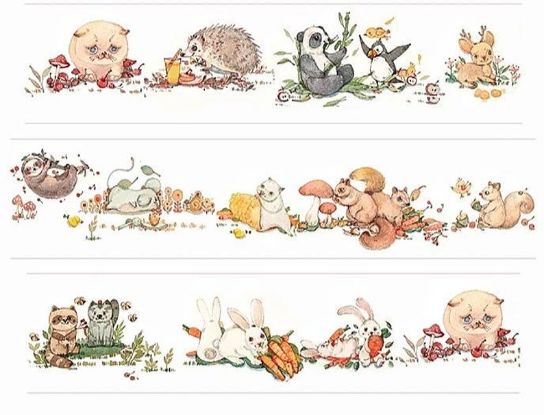 Panda Squirrel Sloth Decorative Tape Autumn Forest Animals Washi Tape