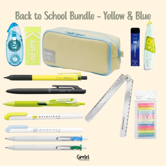 Yellow & Blue Back to School Japanese Stationery Bundle 