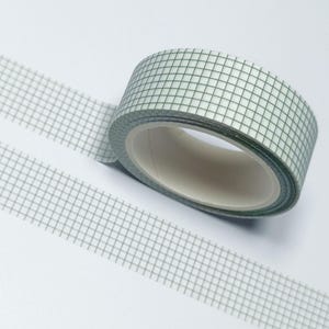 Dunkles Olivgrünes Gitter auf weißem Washi Tape
