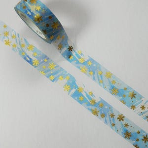 Ruban adhésif bleu et doré flocon de neige : ruban adhésif décoratif hiver
