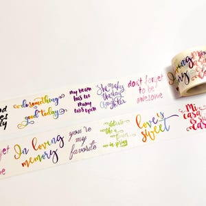 Cinta washi con afirmaciones positivas / Cinta para scrapbooking con citas motivacionales / Material para diario con escritura colorida / Planificador con palabras inspiradoras