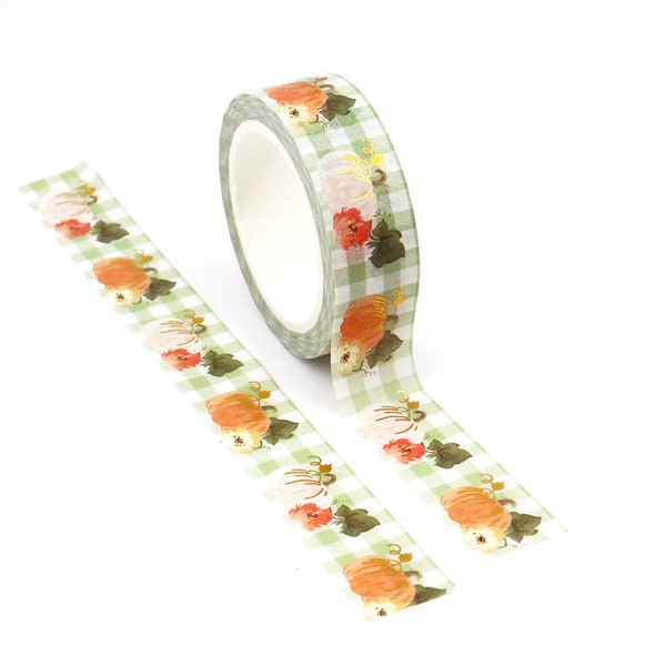 Autumnal Plaid Foiled Pumpkin Washi Tape