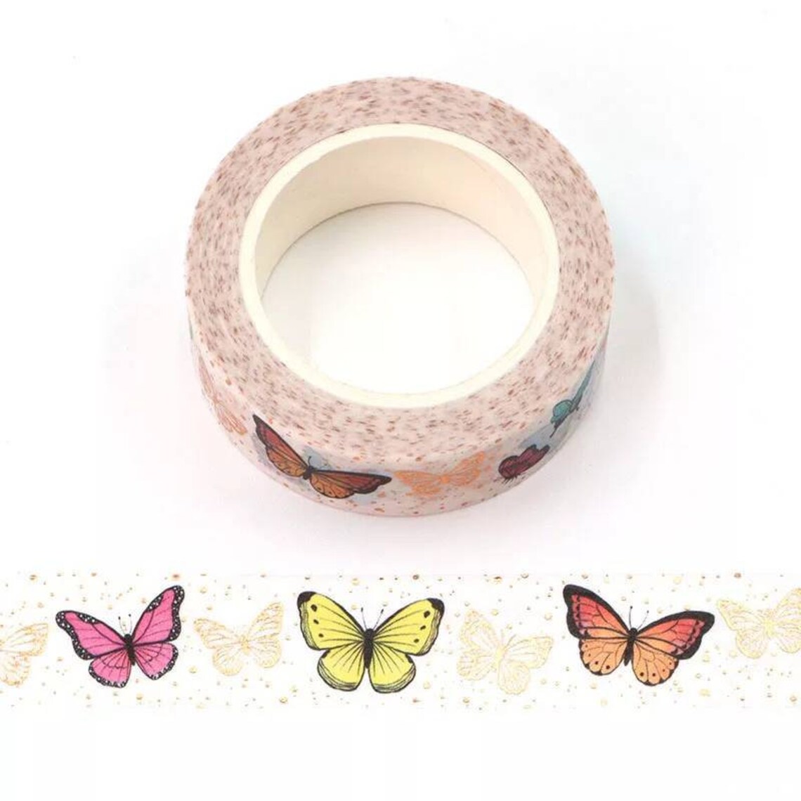 Foiled Butterfly Washi Tape Colourful Butterfly Decorative Etsy