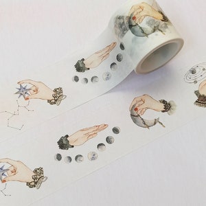 Celestial Constellation Washi Tape, Moon Phase Decorative Tape